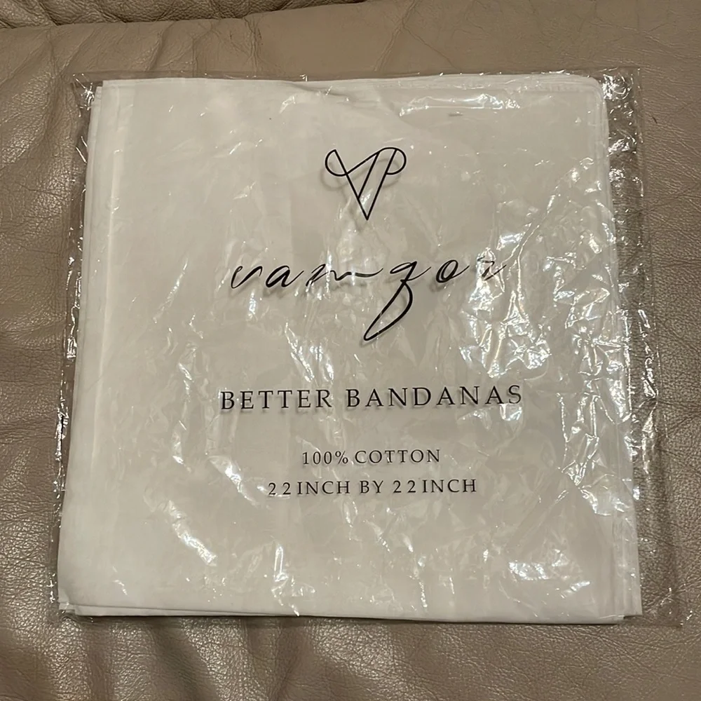 Vamqor 100% Cotton Fine Bandanas Solid White, New, 2 Bandanas - Picture 2 of 4